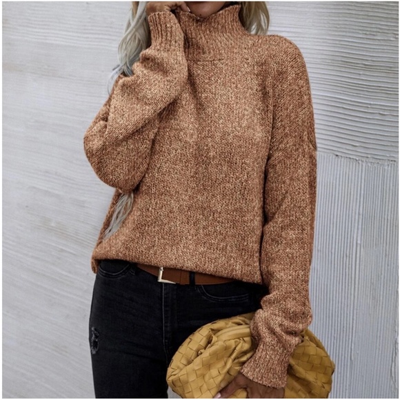 Cozy Mock Neck Oversized Knit Sweater - Picture 11 of 11